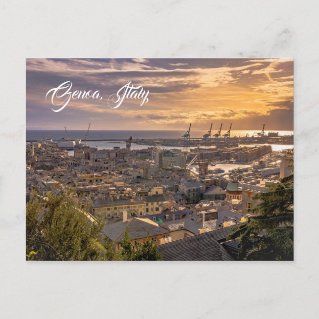 Carte Postale Port de Gênes, Italie. (Devant)