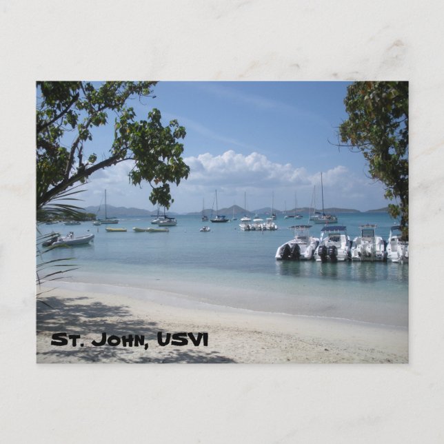 Carte Postale Port de l'île des Caraïbes avec plage (Devant)