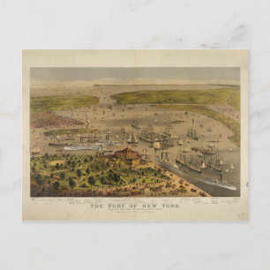 Carte Postale Port de New York par Ives en 1878