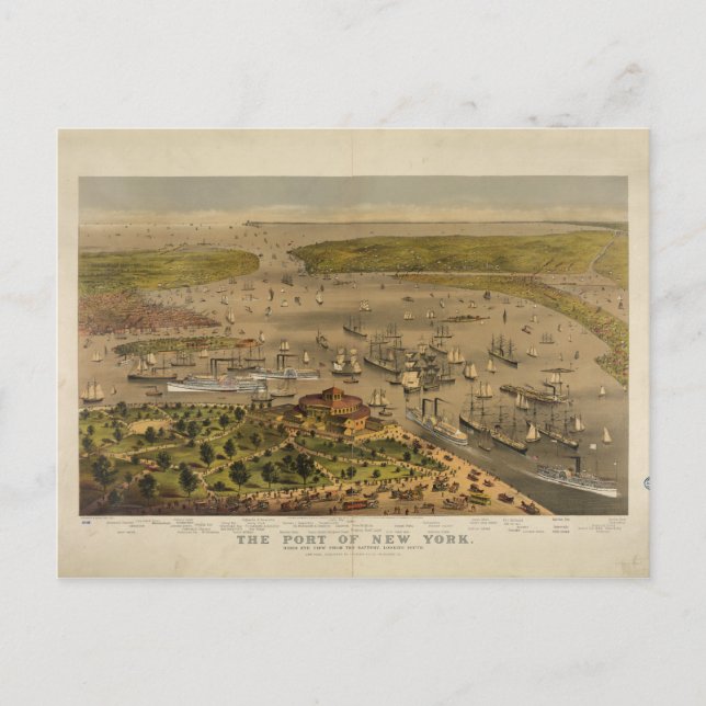 Carte Postale Port de New York par Ives en 1878 (Devant)