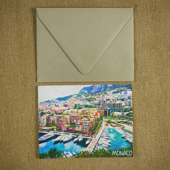 Carte Postale Port de plaisance Monaco Paint Paint Marina Yacht (monaco oil paint panorama view postcard)