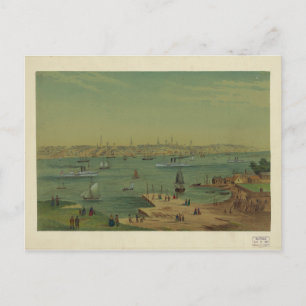 Carte Postale Port de Portland Maine en 1854 par W. S. Hatton
