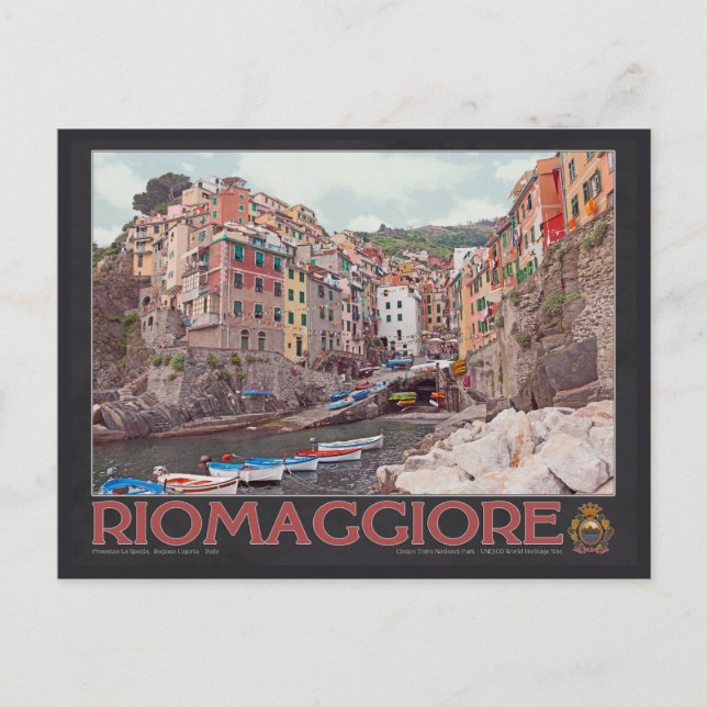 Carte Postale Port de Riomaggiore (noir) (Devant)