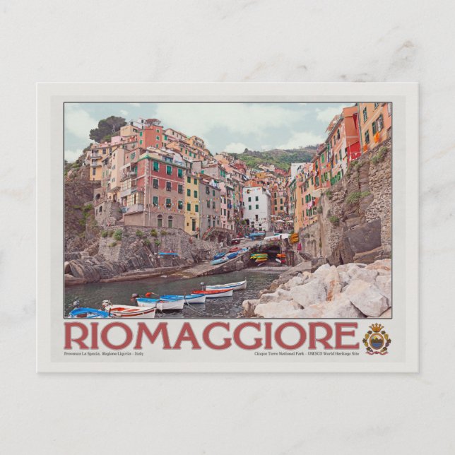Carte Postale Port de Riomaggiore - sur White.jpg (Devant)