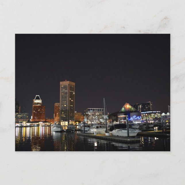 Carte Postale Port intérieur de Baltimore à la nuit (Devant)