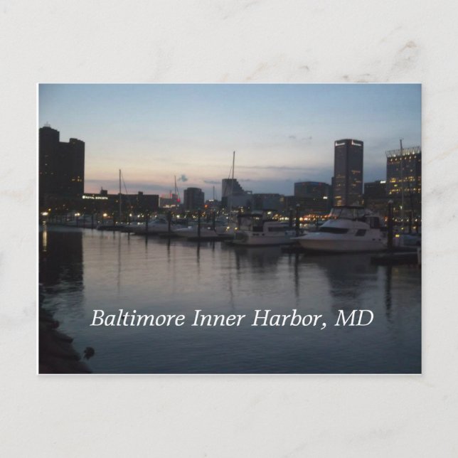 Carte Postale Port intérieur de Baltimore à la nuit (Devant)