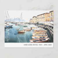 Port Santa Lucia Naples Italie Aquarelle Voyage