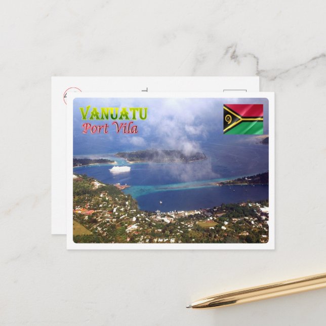 Carte Postale Port Vila - Vanuatu - Vue aérienne - (Devant/Arrière en situation)