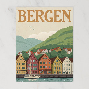 Carte Postale Port vintage Bergen Bryggen