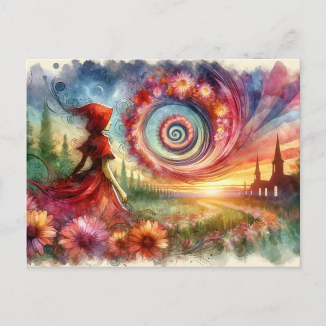 Carte Postale Portail Floral Surréaliste Aquarelle (Devant)