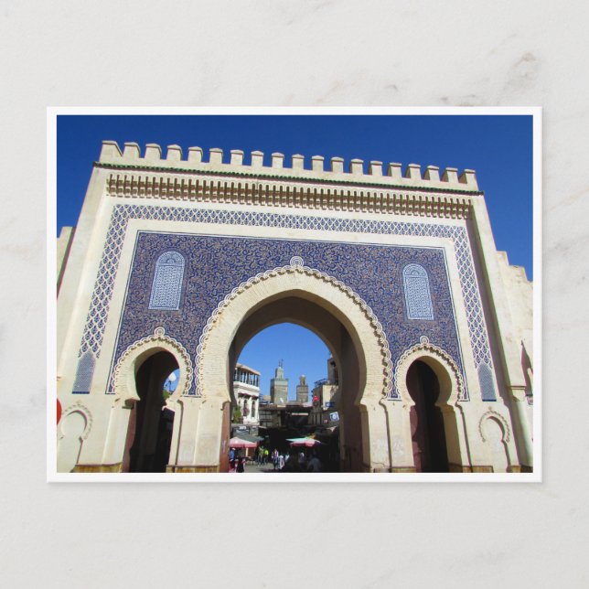Carte Postale porte bleue maroc (Devant)
