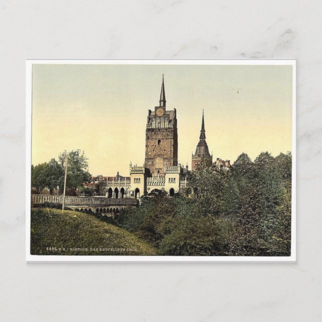Carte Postale Porte de Kroepeliner, Rostock, Mecklenburg-Schweri (Devant)