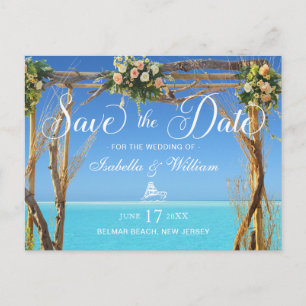 Carte Postale Porte de mariage Floral Summer Beach Économisez la