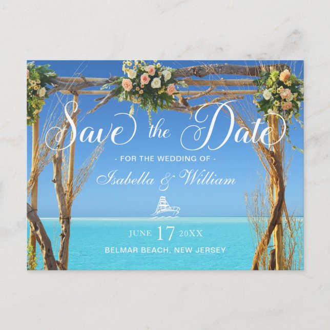 Carte Postale Porte de mariage Floral Summer Beach Économisez la (Devant)