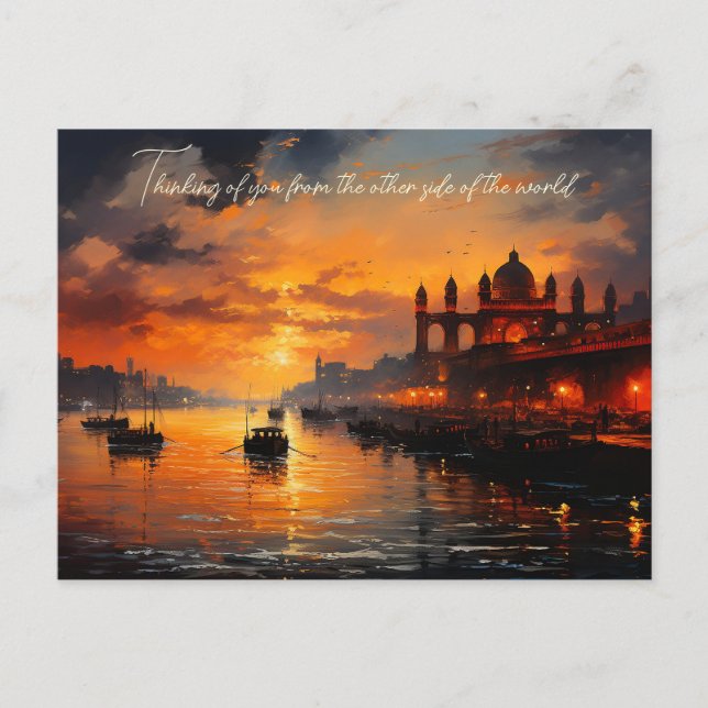 Carte Postale Porte d'entrée dans la vieille ville en Inde peint (Devant)