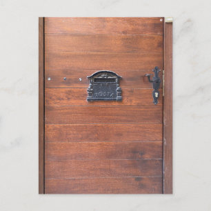 Carte Postale Porte en bois avec fente pour lettres