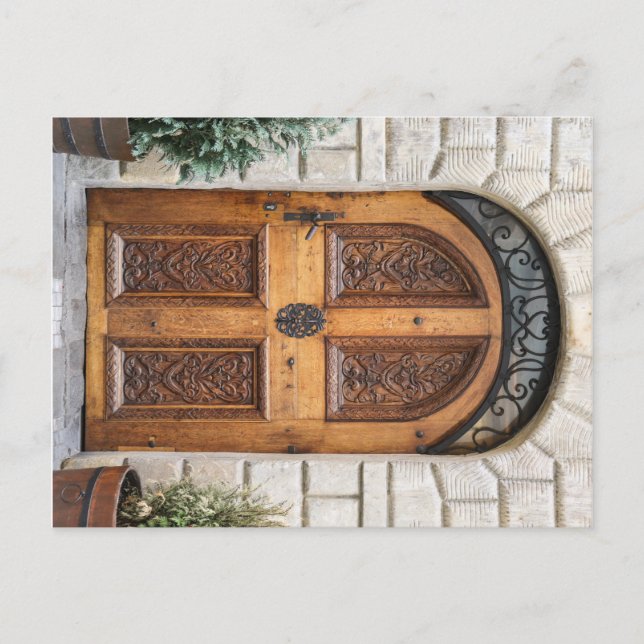 Carte postale Porte en bois sculpté (Devant)