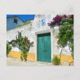 Carte Postale Porte en bois vert d'eau