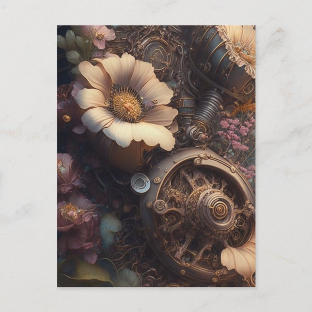 Carte Postale Porte en vapeur aux fleurs blanches (Devant)