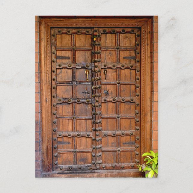 Carte Postale Porte indienne en bois (Devant)