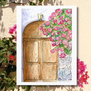 Carte Postale Porte italienne vintage avec bougainvillée