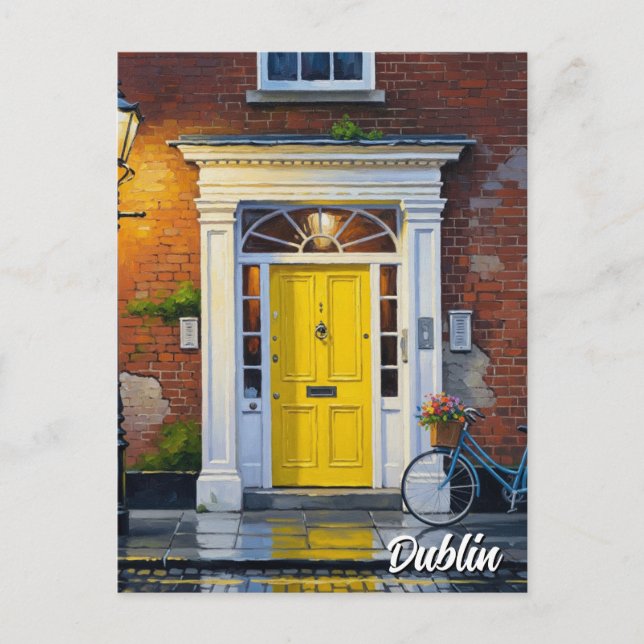 Carte Postale Porte jaune à Dublin (Devant)