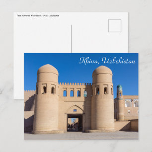 Carte Postale Porte Ouest à double tour - Khiva, Ouzbékistan