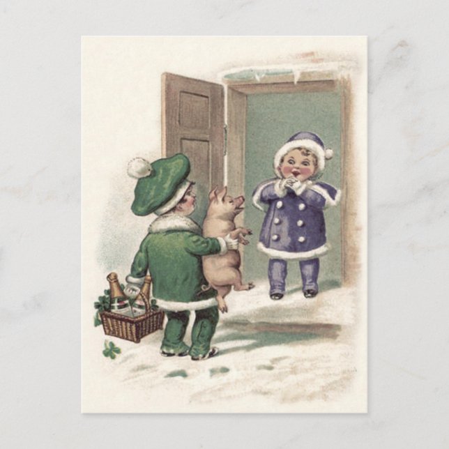 Carte Postale Porte Shamrock de Champagne de porc (Devant)