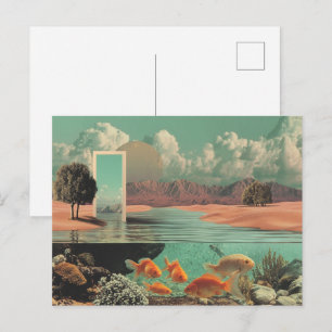 Carte Postale Porte surréaliste dans le désert avec sous-marin