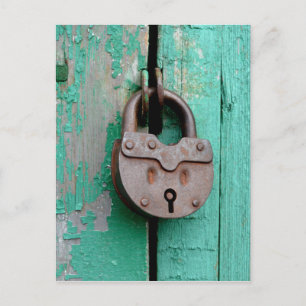 Carte Postale PORTE VERTE VERTE VERROUILLE vintage