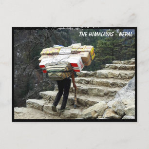 Carte Postale Porter avec chargement, piste de l'Himalaya - Népa