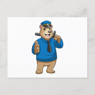 Carte Postale Porter en tant qu'officier de police avec le casqu