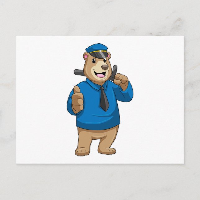 Carte Postale Porter en tant qu'officier de police avec le casqu (Devant)