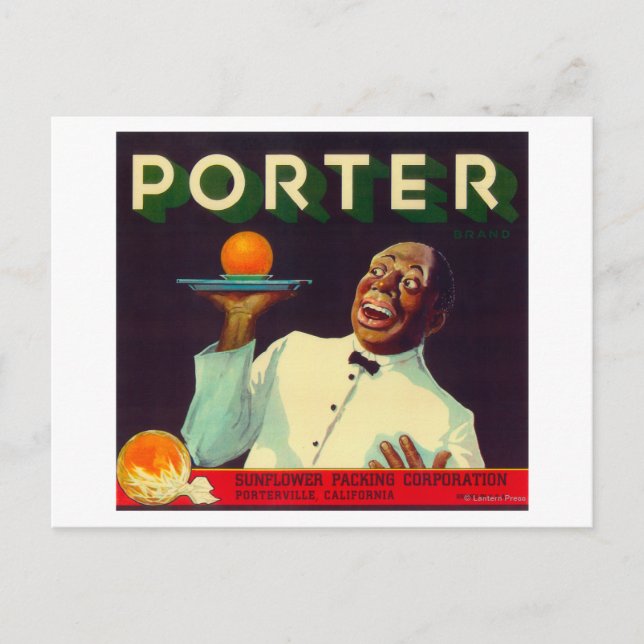Carte Postale Porter Orange LabelPorterville, CA (Devant)