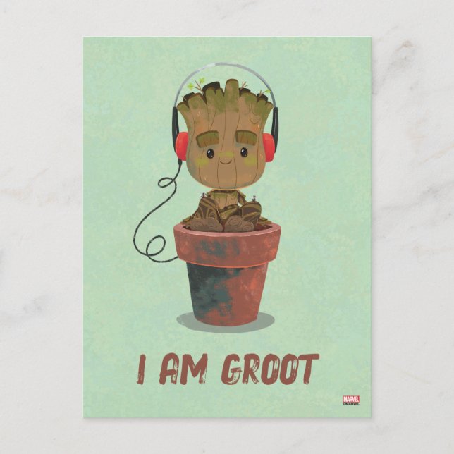 Carte Postale Porter un casque Groot (Devant)