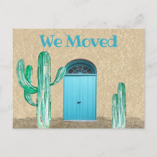 Carte Postale Portes bleues amusantes Cactus Nous avons déplacé 