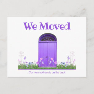 Carte Postale Portes mignonnes violettes Fleurs Nous Avons Dépla