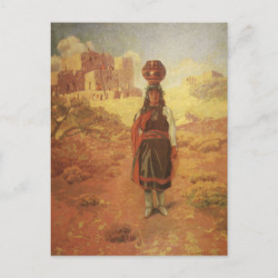 Carte Postale Porteur d'eau indien vintage par EW Rollins