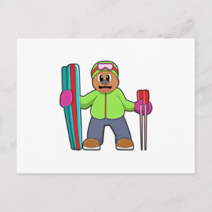 Carte Postale Portez comme skieur avec des bâtons de ski et de s