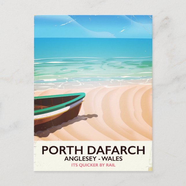 Carte Postale Porth Dafarch, affiche de plage galloise anglesey (Devant)