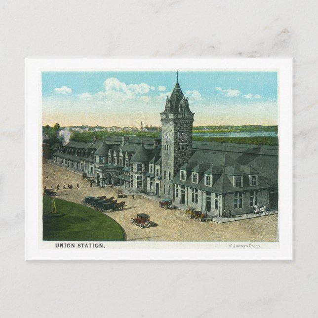 Carte Postale Portland, MaineVue extérieure de la gare Union (Devant)