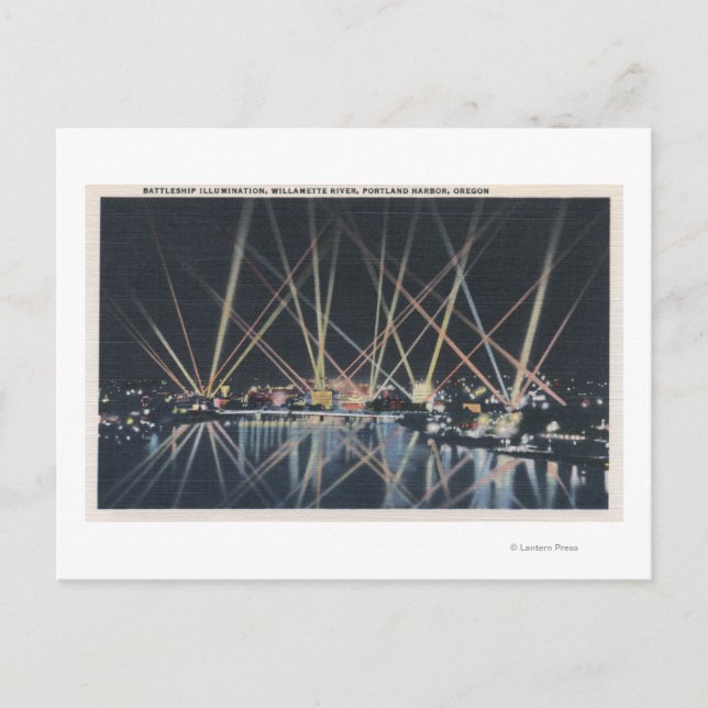 Carte Postale Portland, OR - Illumination du navire de guerre (Devant)