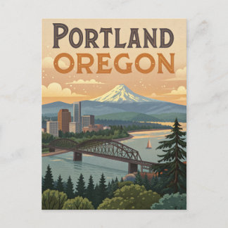 Carte Postale Portland Oregon Mont Hood Skyline