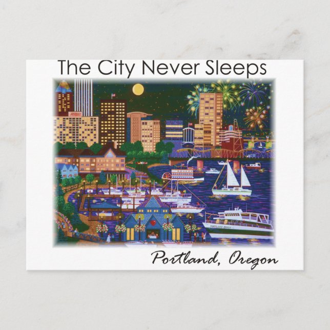 Carte Postale Portland Oregon @ Nuit (Devant)