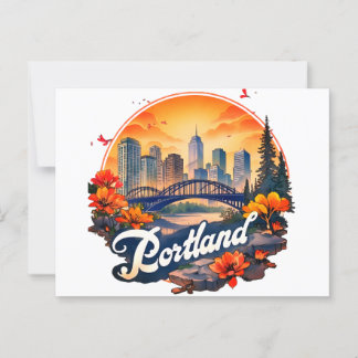 Carte Postale Portland Oregon Skyline