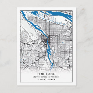 Carte Postale Portland Oregon USA Travel City Plan