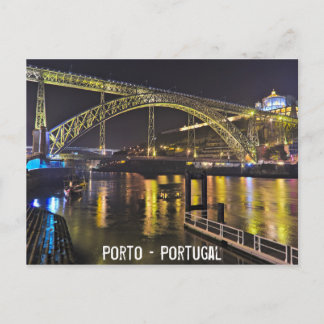Carte Postale Porto - Portugal. Scène nocturne près de la rivièr