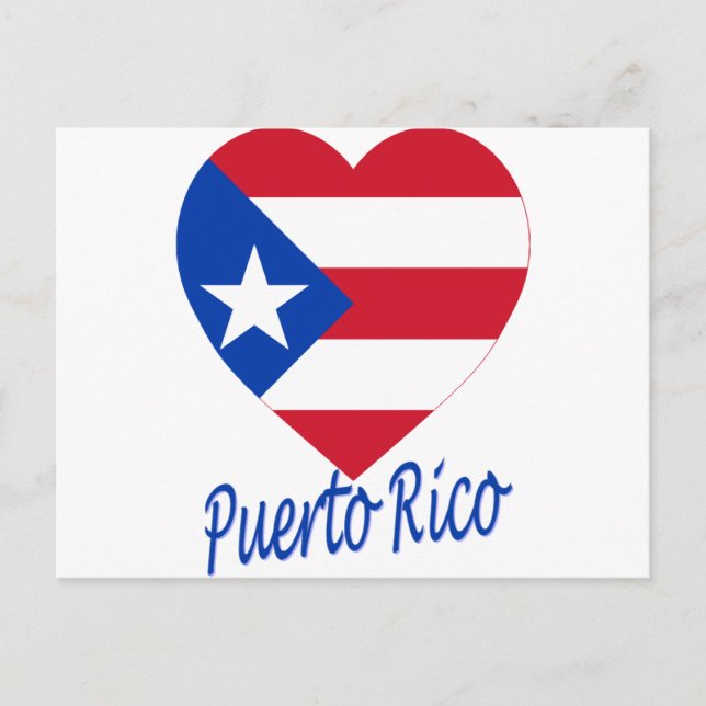 Carte Postale Porto Rico - Coeur du drapeau (Devant)