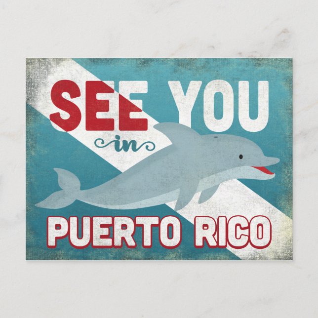 Carte Postale Porto Rico Dolphin - Vintage voyage rétro (Devant)