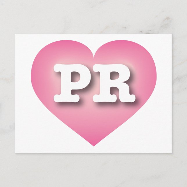 Carte Postale Porto Rico Pink Fade Heart - J'aime PR (Devant)
